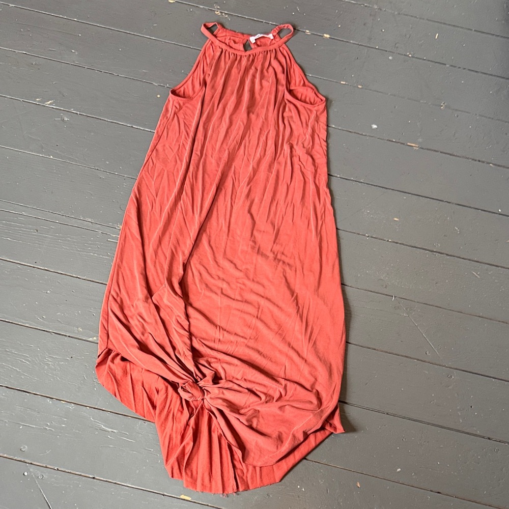 Double Zero Sleeveless High Low Dress in Rust
